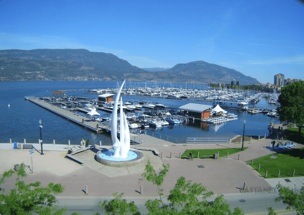 The Kelowna Sails and the downtown waterfront. 