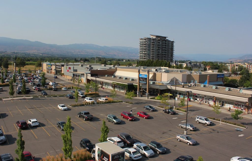 Orchard Plaza Shopping Centre in Kelowna from above